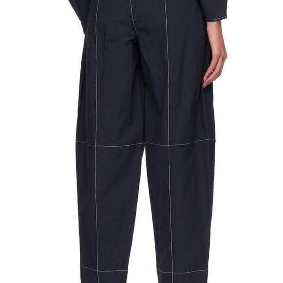 Ganni Elasticated Curve Pant in Navy Size L/40 52% Cotton - Picture 16 of 16